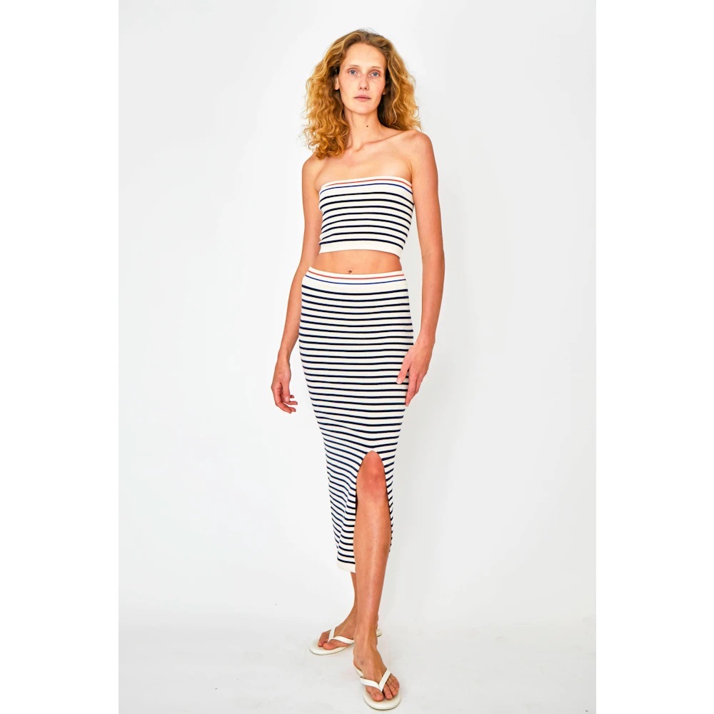 Kule Dee Knit Skirt in Navy Stripe SZ XS